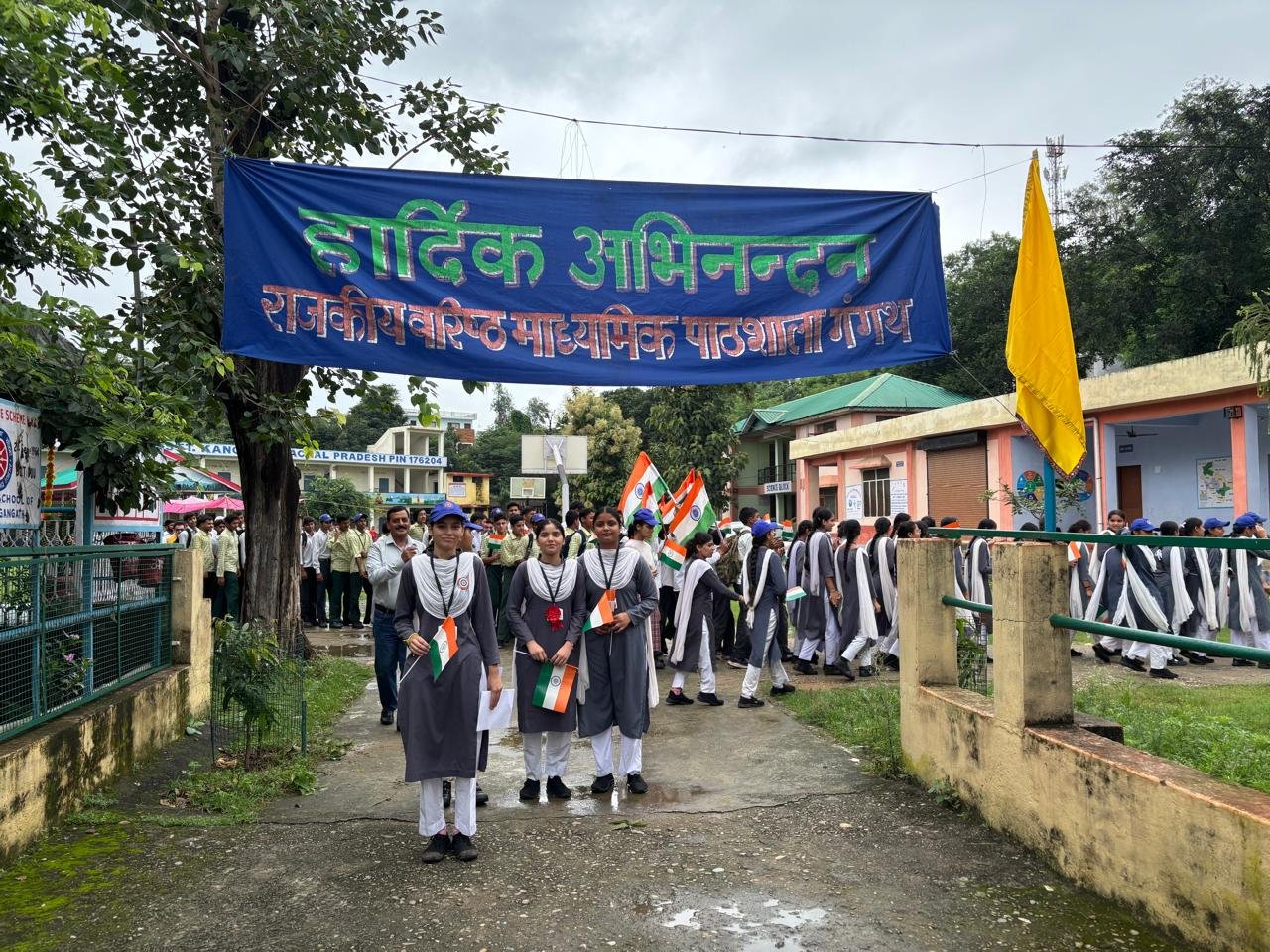 Students participating in community service